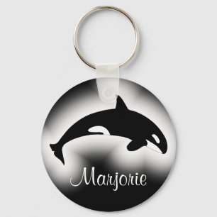 Orca Killer Whale Black and White Name Key Ring