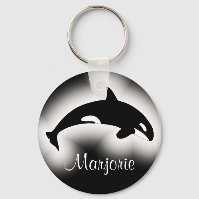 Orca Killer Whale Black and White Name Key Ring (Front)