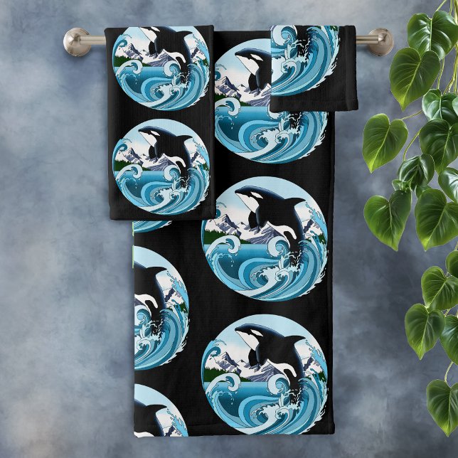 Orca Killer Whale Blue Ocean Bath Towel Set (Creator Uploaded)