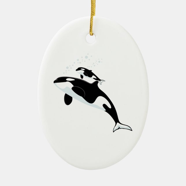 Orca Killer Whale Ceramic Tree Decoration (Front)