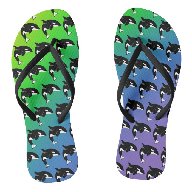 Orca Killer Whale  Flip Flops (Footbed)