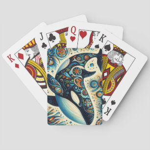 Orca Killer Whale Floral Whimsical Nautical Beach Playing Cards