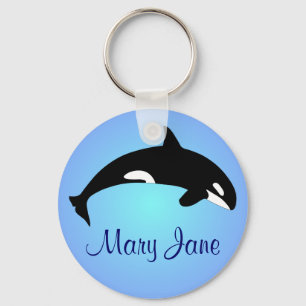 Orca Killer Whale Gradient Blue Name Key Ring