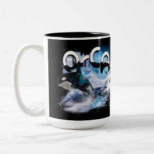 Orca Killer Whale Jumping Antarctica Two-Tone Coffee Mug