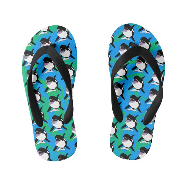 Orca Killer Whale  Kid's Flip Flops (Footbed)