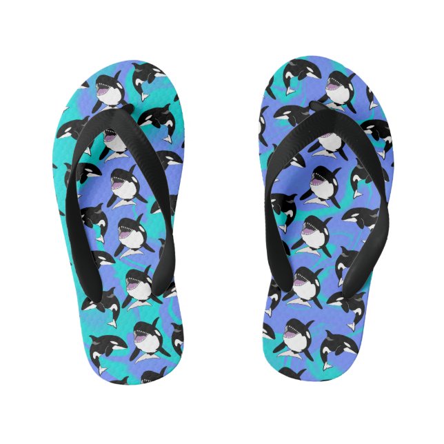 Orca Killer Whale Kid's Flip Flops (Footbed)