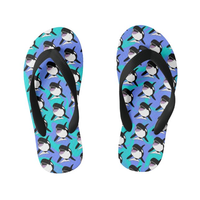 Orca Killer Whale  Kid's Flip Flops (Footbed)
