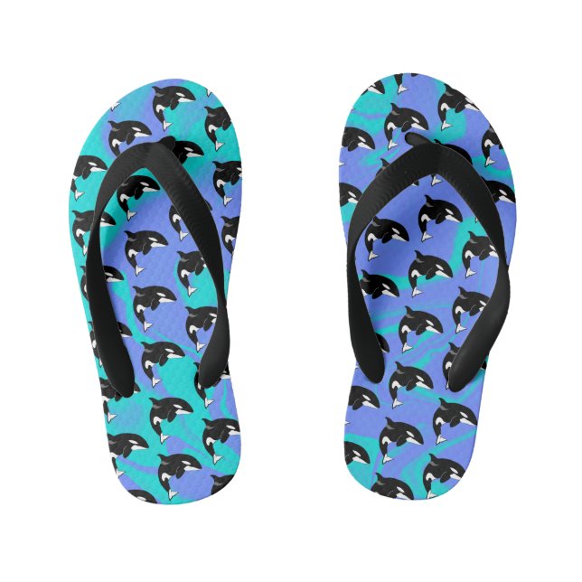 Orca Killer Whale Kid's Flip Flops (Footbed)