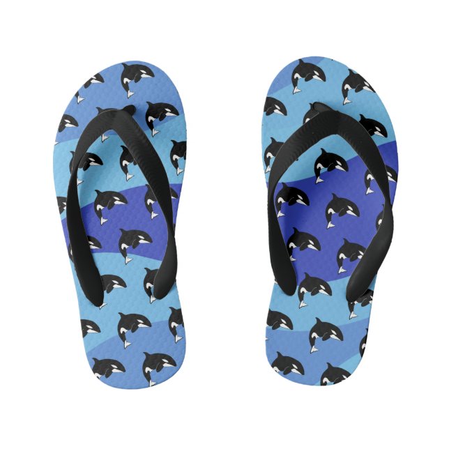 Orca Killer Whale Kid's Flip Flops (Footbed)