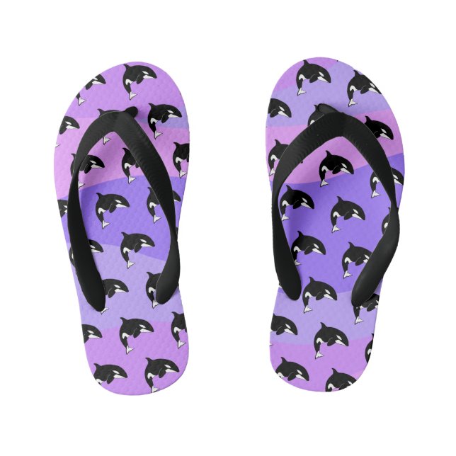 Orca Killer Whale  Kid's Flip Flops (Footbed)