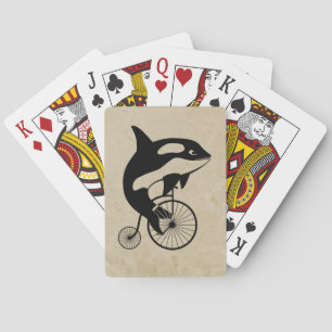 Orca Killer Whale on Vintage Bike Playing Cards