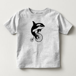 Orca Killer Whale on Vintage Bike Toddler T-Shirt