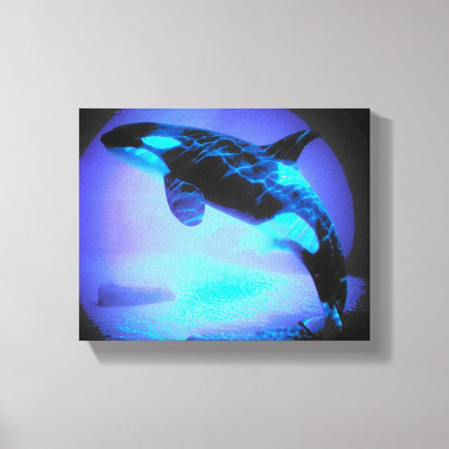 ORCA KILLER WHALE ON WOODEN CANVAS WOOD WALL ART (Front)