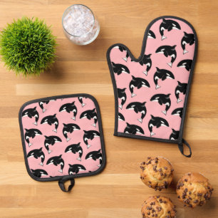 Orca Killer Whale Oven Mitt & Pot Holder Set