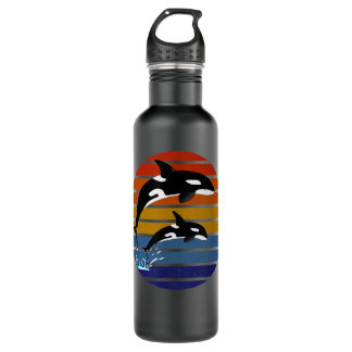 Orca Killer Whale Retro Vintage 60s 70s Sunset Sea 710 Ml Water Bottle