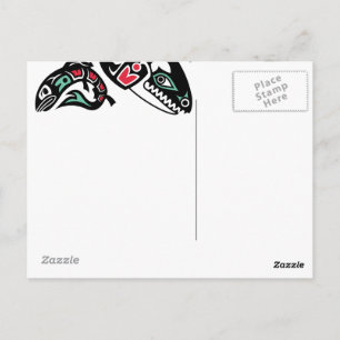 Orca Killer Whale & Salmon - Haida colour graphic Postcard