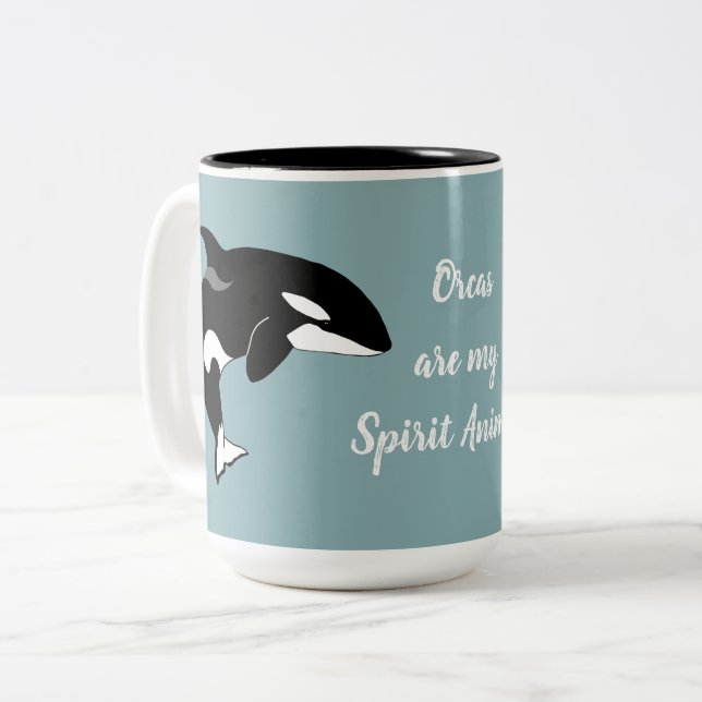 Orca Killer Whale Spirit Animal Two-Tone Coffee Mug (Front Left)