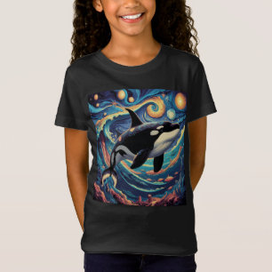 Orca Killer Whale Starry Night Colourful Ocean Art T-Shirt