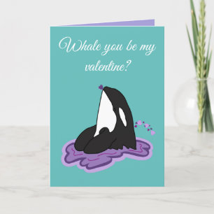 Orca Killer Whale Valentines Day  Holiday Card