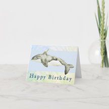 Orca Killer Whale Watercolor Birthday Card