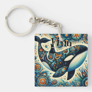 Orca Killer Whale Whimsical Nautical Personalised Key Ring