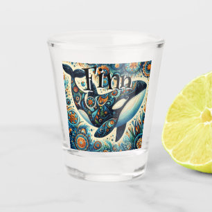 Orca Killer Whale Whimsical Nautical Personalised Shot Glass