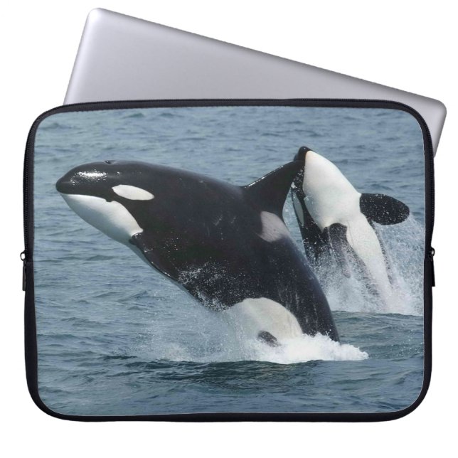 Orca Killer Whales Breaching Laptop Sleeve (Front)