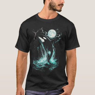 Orca Midnight Vintage Moonlight Ocean Lightning Me T-Shirt