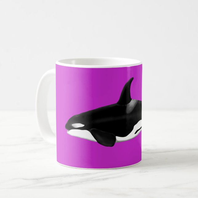 Orca Mug on pink (Front Left)