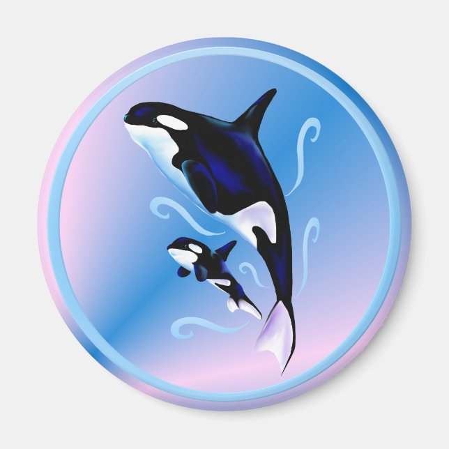 Orca Mum and Baby Magnet (Front)