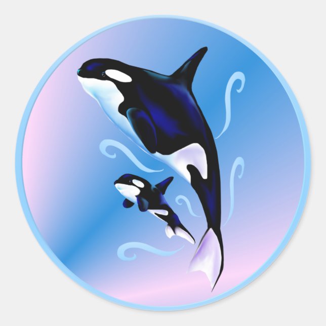 Orca Mum and Baby Sticker (Front)