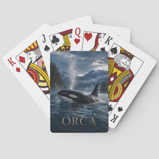 Orca North Pacific Fjord ANIMALS Poker Playing Cards (Back)