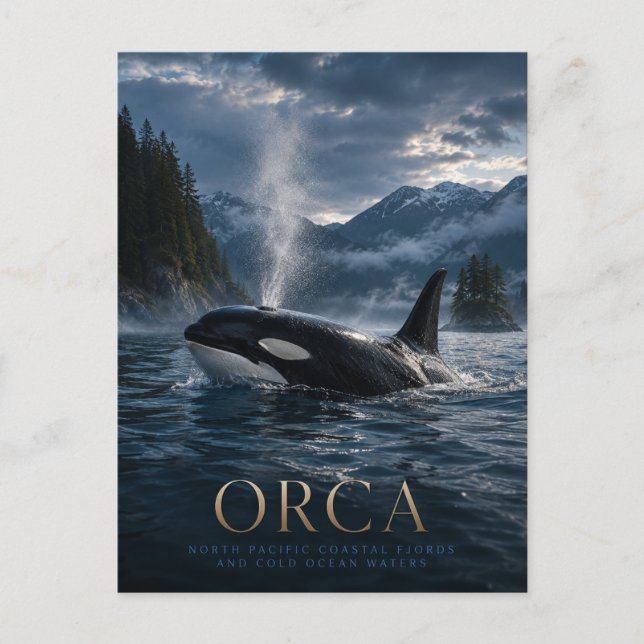 Orca North Pacific Fjord ANIMALS Postcard (Front)