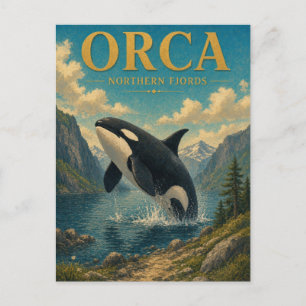 Orca Northern Fjords Watercolor GeoSaga Postcard