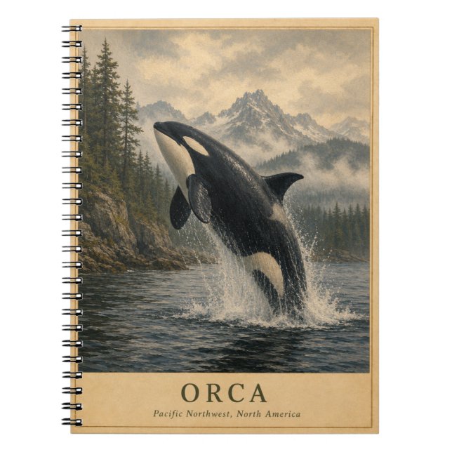 Orca Pacific Northwest VINTAGE Notebook (Front)