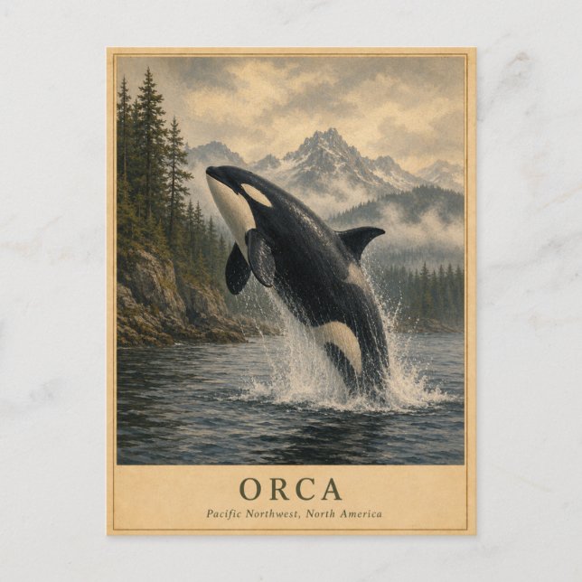 Orca Pacific Northwest VINTAGE Postcard (Front)