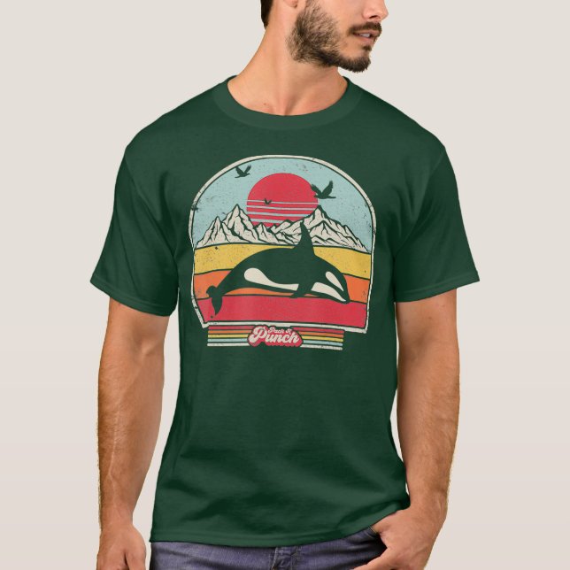 Orca  Retro Style Killer Whale T-Shirt (Front)