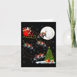 Orca Santa Sleigh Flying Funny Magical Christmas T Card