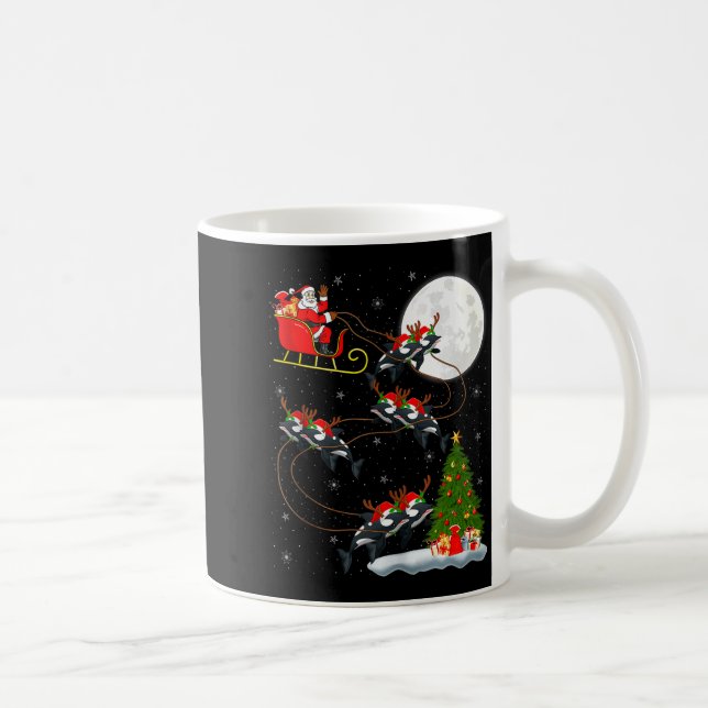 Orca Santa Sleigh Flying Funny Magical Christmas T Coffee Mug (Right)
