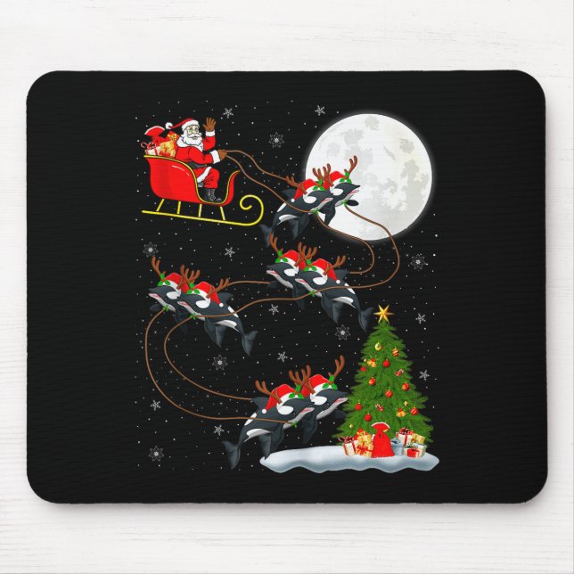 Orca Santa Sleigh Flying Funny Magical Christmas T Mouse Mat (Front)