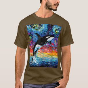Orca Starry Night Killer Whale Sunset Ocean Art by T-Shirt