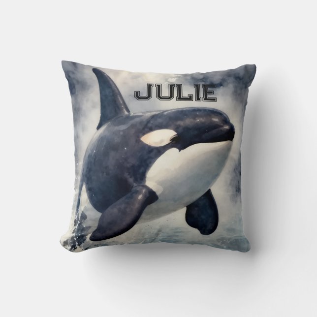  Orca Stormy waves, Personalized Cushion (Front)