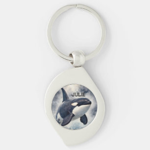  Orca Stormy waves, Personalized Key Ring