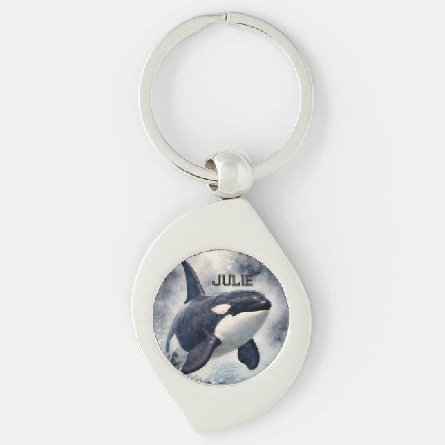  Orca Stormy waves, Personalized Key Ring (Front)