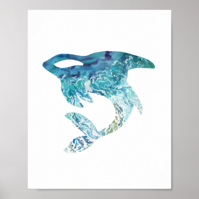Orca Tattoo with Ocean Waves Poster (Front)