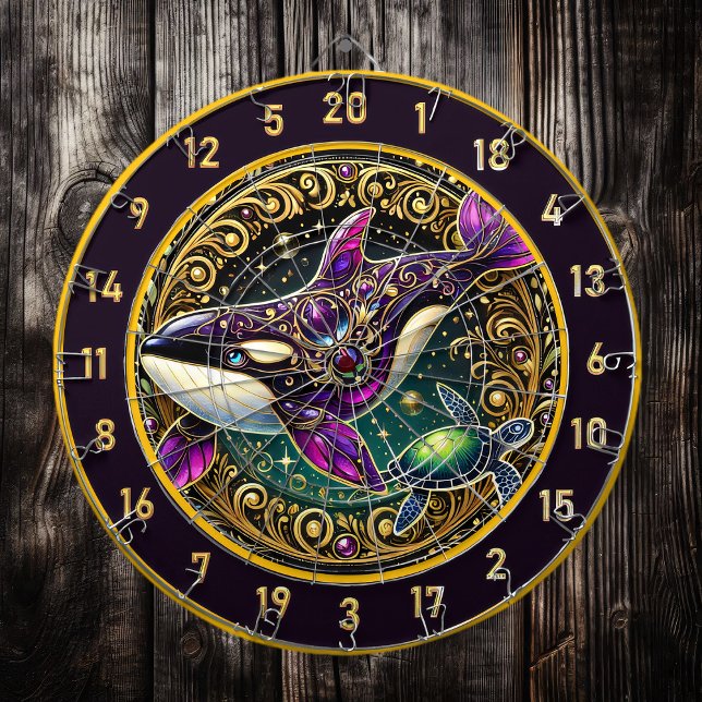 Orca Turtle Circular Rustic Wall Art Dartboard (Creator Uploaded)