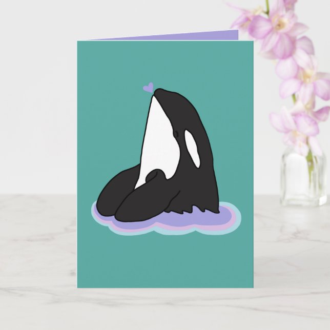 Orca Valentines Day  Card (Orchid)