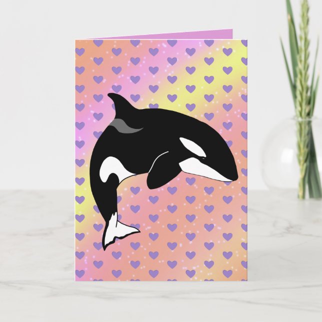 Orca Valentines Day  Thank You Card (Front)