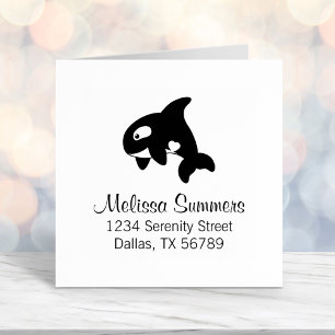 Orca Whale Address Self-inking Stamp
