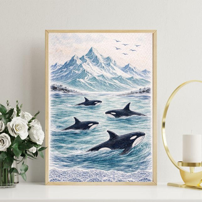 Orca whale art whale ocean scene poster (Creator Uploaded)